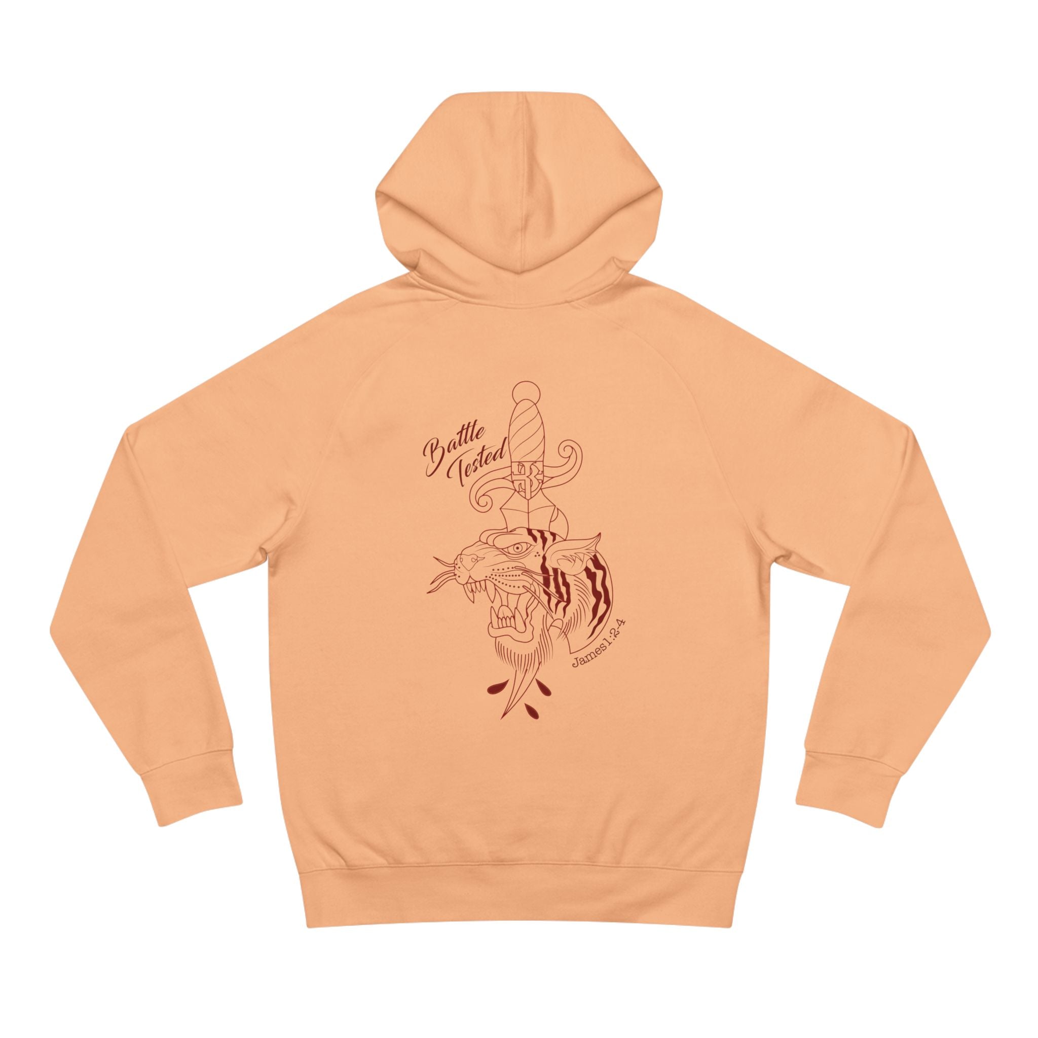 White Hoodie with Vintage Rose & Script Back Print — "Be Still, Rest"