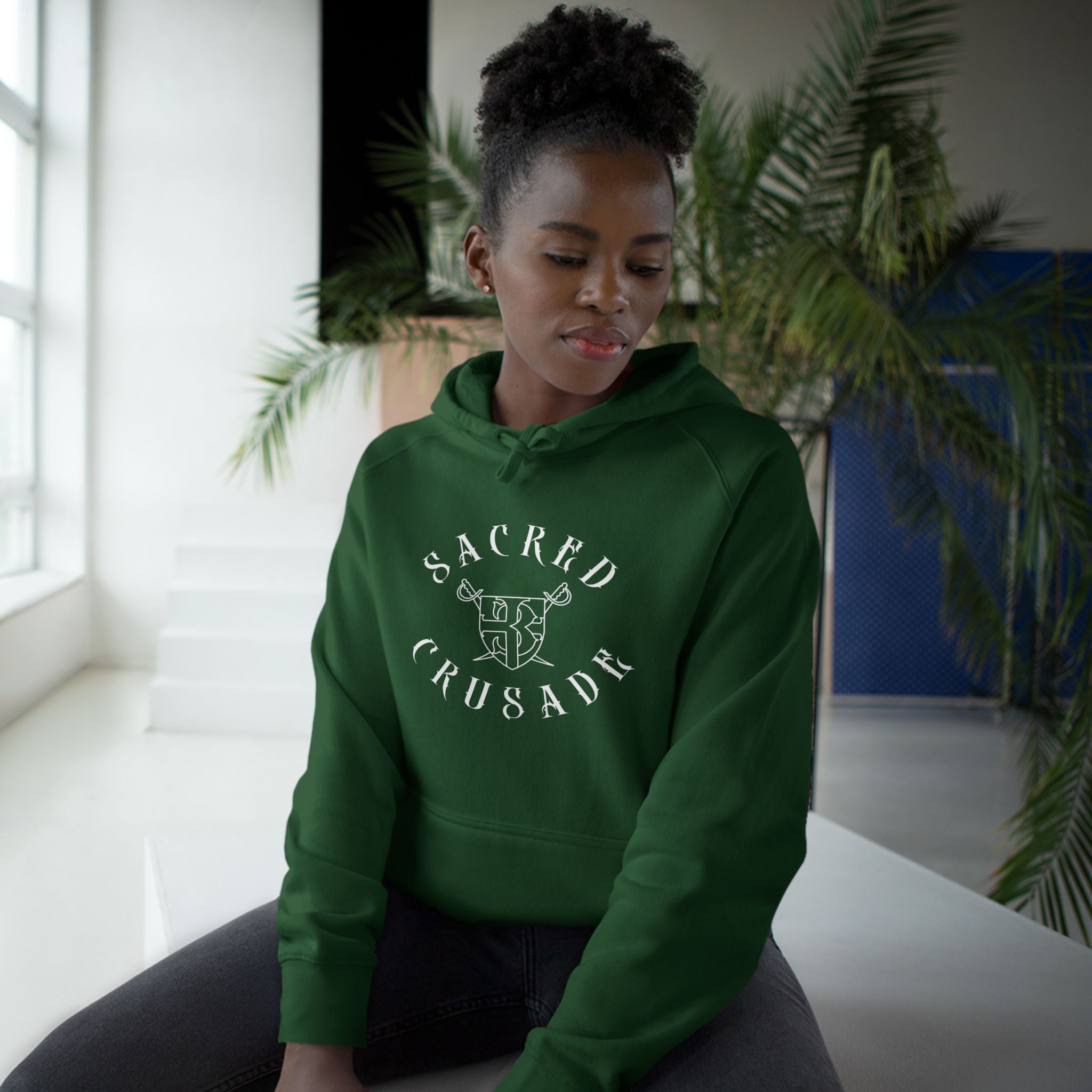 Sacred Crusade Hoodie — Gothic Cross Emblem Pullover