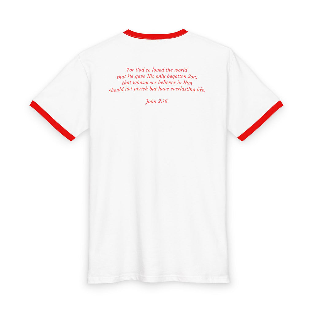 Ringer Tee — “Hello My Name Is Whosoever” Faith-Inspired Name Tag T‑Shirt