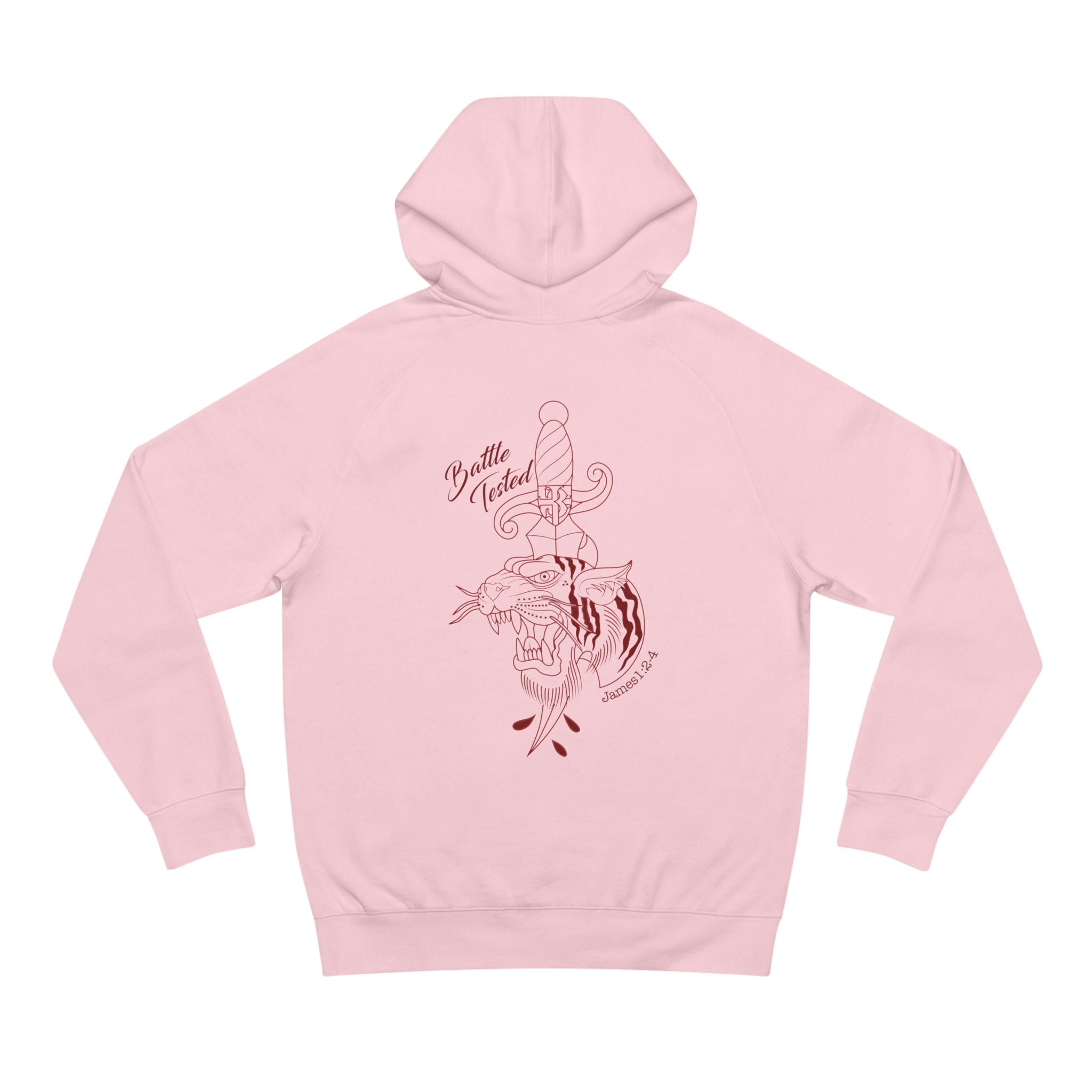 White Hoodie with Vintage Rose & Script Back Print — "Be Still, Rest"