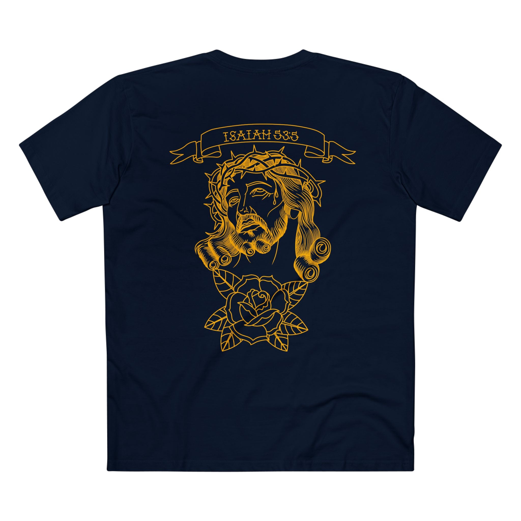 Men's Tee "Crown of Thorns" (Isaiah 53:5) Back Print