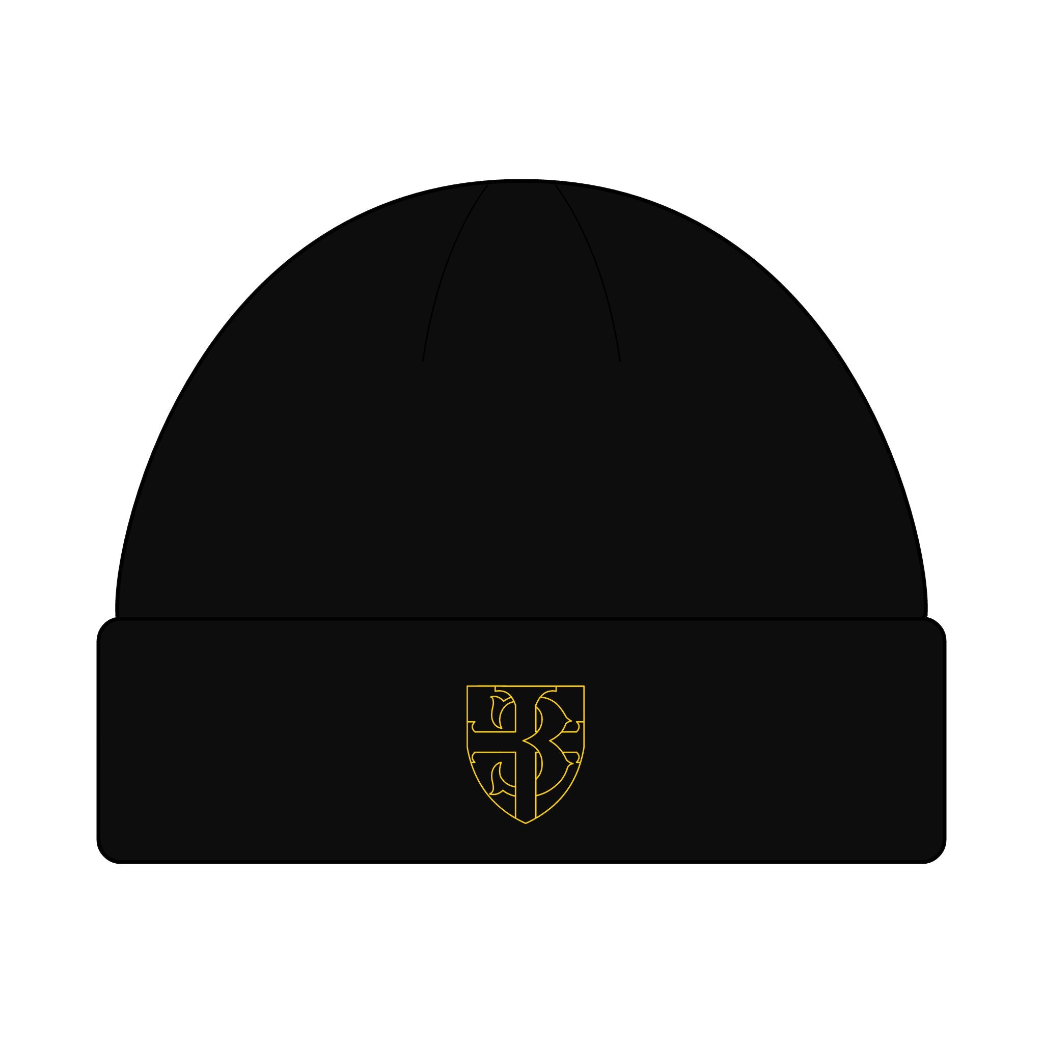 SC icon logo Embroidered Cuff Beanie — Minimal Crest Knit Hat