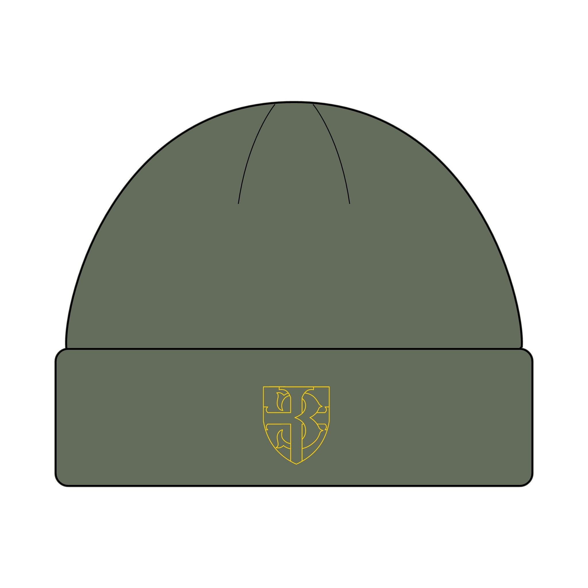 SC icon logo Embroidered Cuff Beanie — Minimal Crest Knit Hat