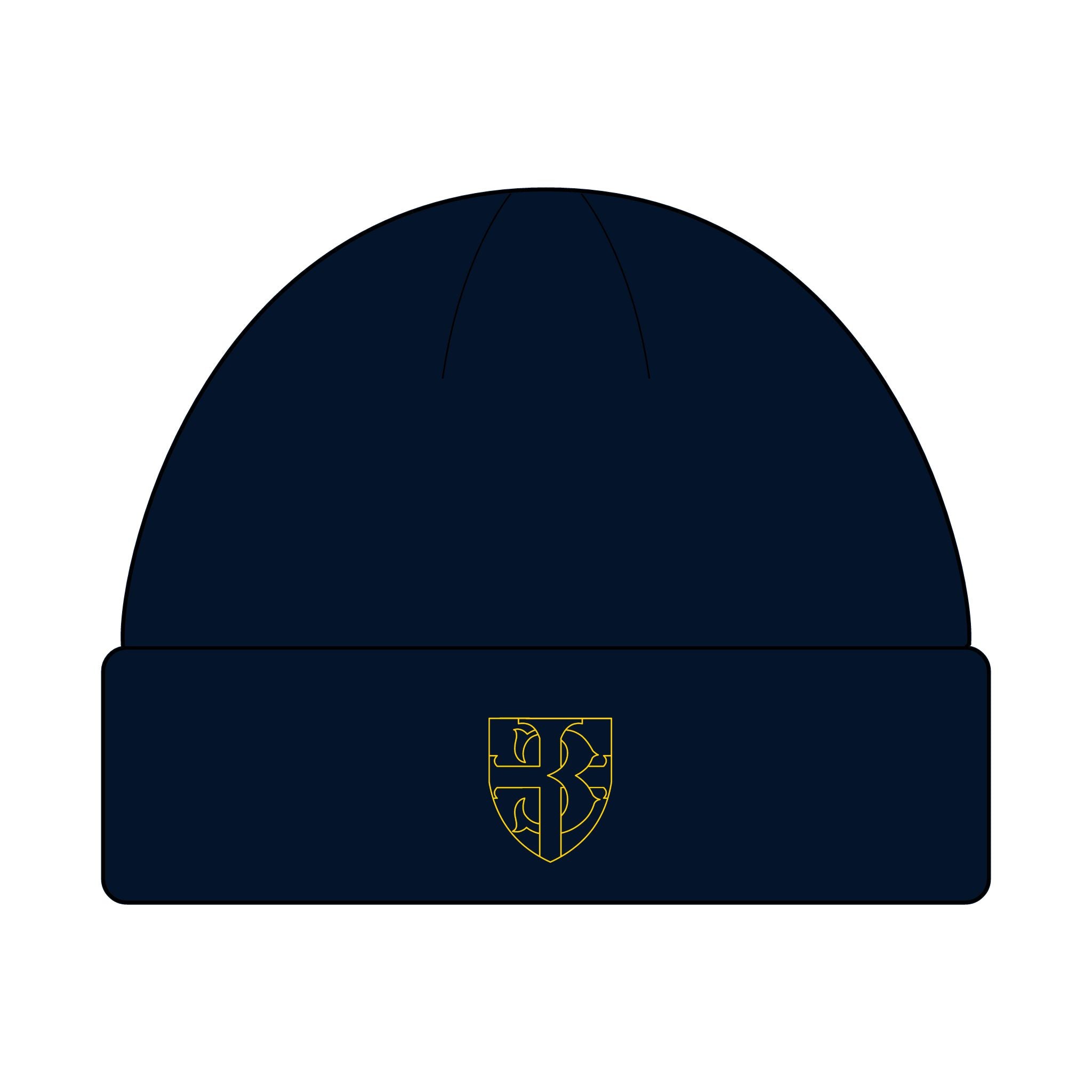 SC icon logo Embroidered Cuff Beanie — Minimal Crest Knit Hat