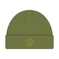 SC icon logo Embroidered Cuff Beanie — Minimal Crest Knit Hat