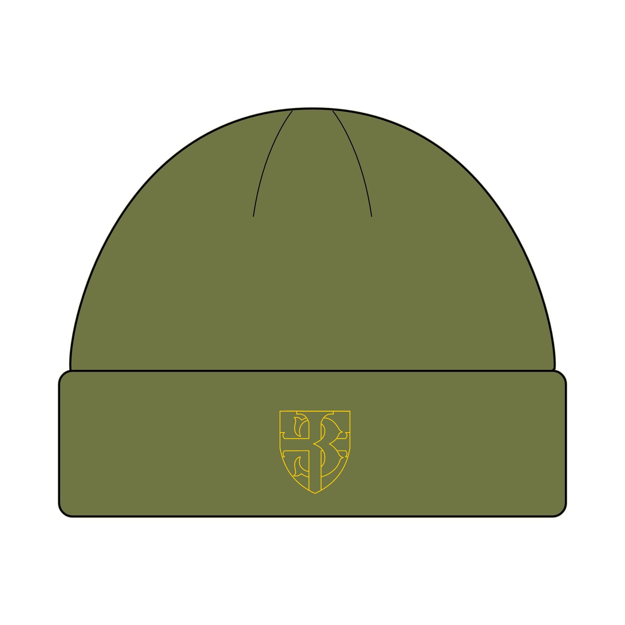 SC icon logo Embroidered Cuff Beanie — Minimal Crest Knit Hat