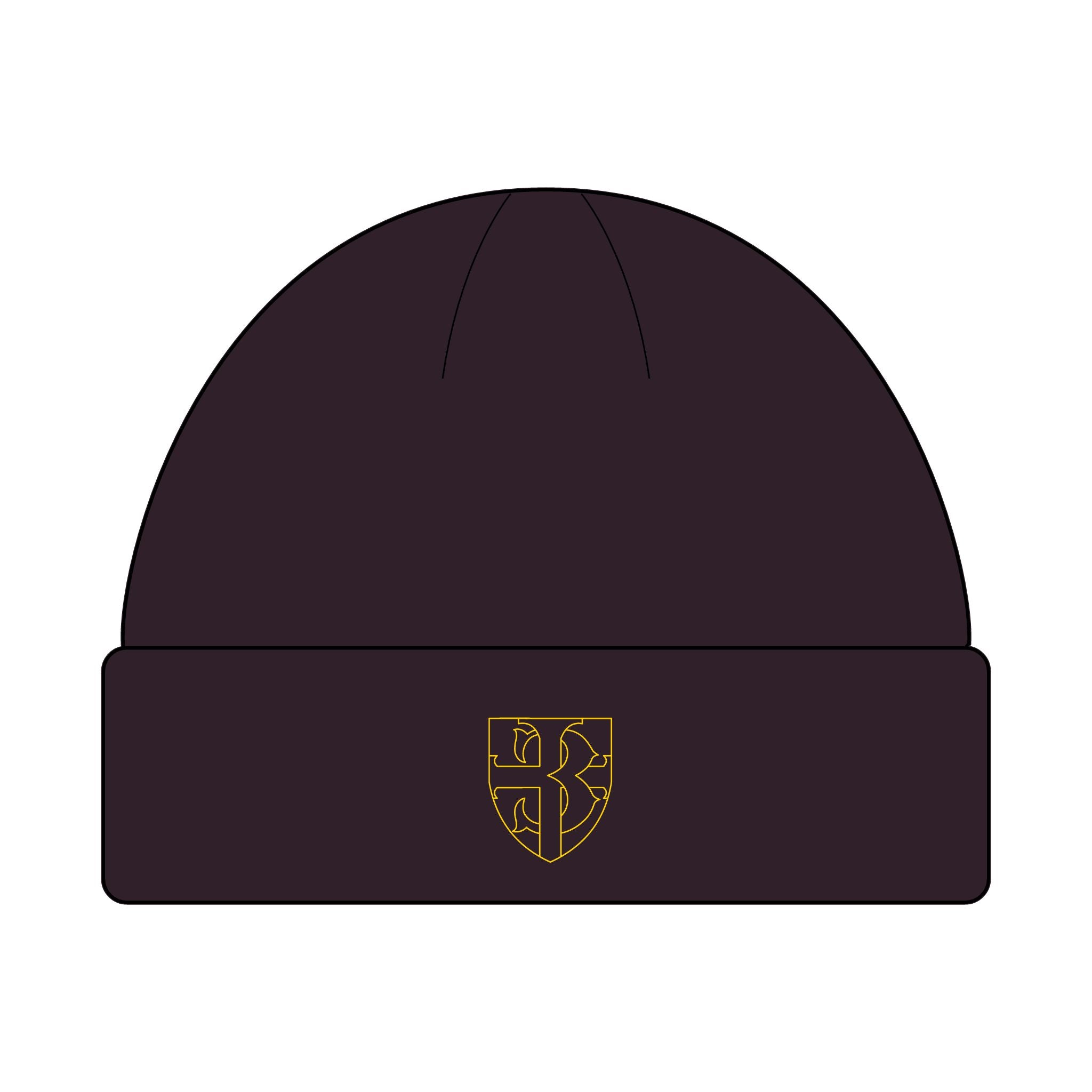 SC icon logo Embroidered Cuff Beanie — Minimal Crest Knit Hat