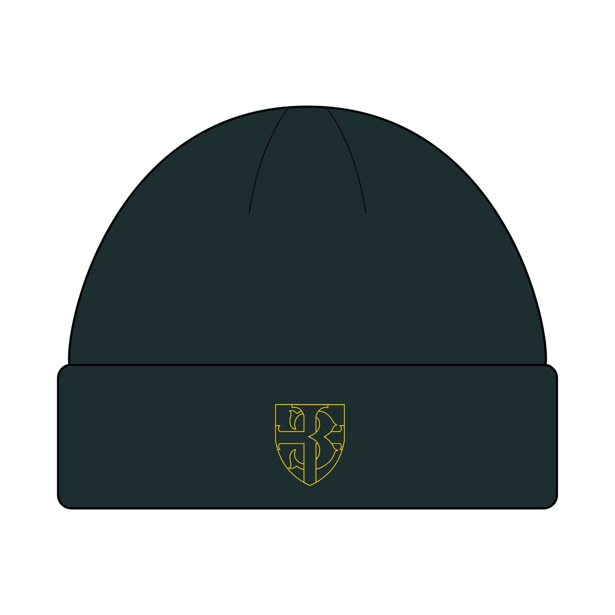 SC icon logo Embroidered Cuff Beanie — Minimal Crest Knit Hat