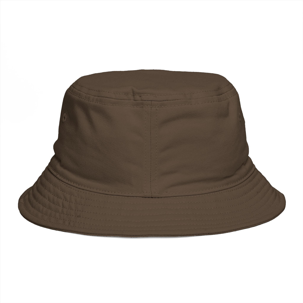 Embroidered Shield Bucket Hat — Rustic Brown Crest Sun Hat