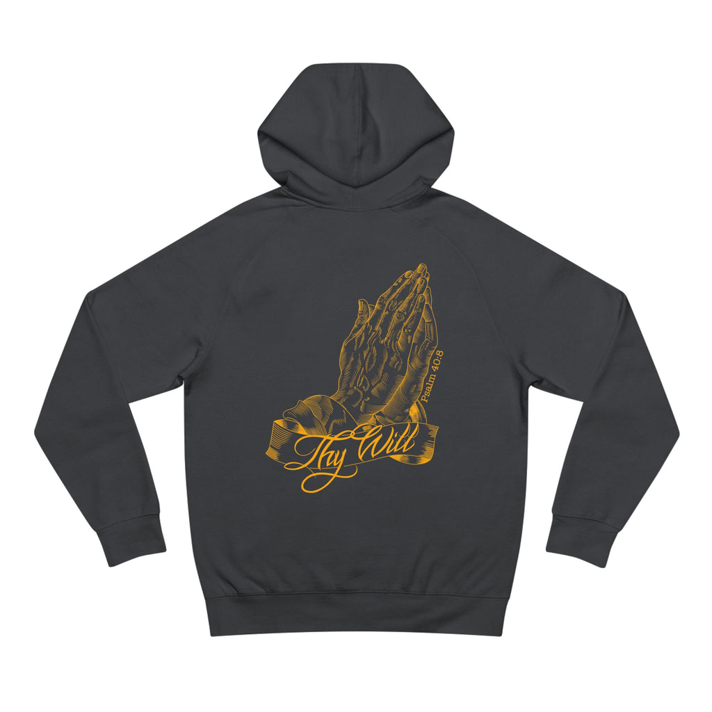 Praying Hands Hoodie – Faith 'Thy Will' Graphic Back Sweatshirt