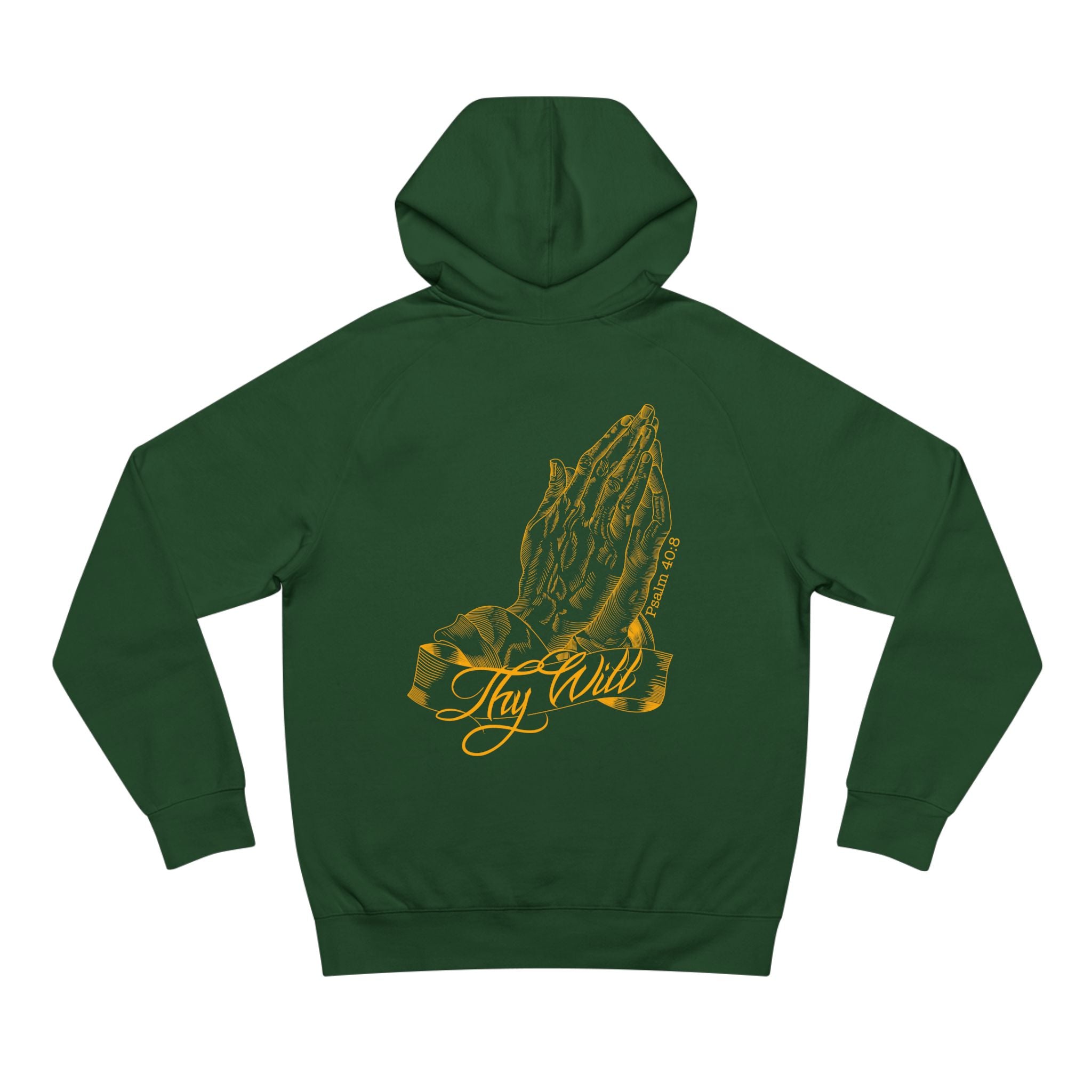 Praying Hands Hoodie – Faith 'Thy Will' Graphic Back Sweatshirt